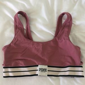 PINK sports bra with crisscross details